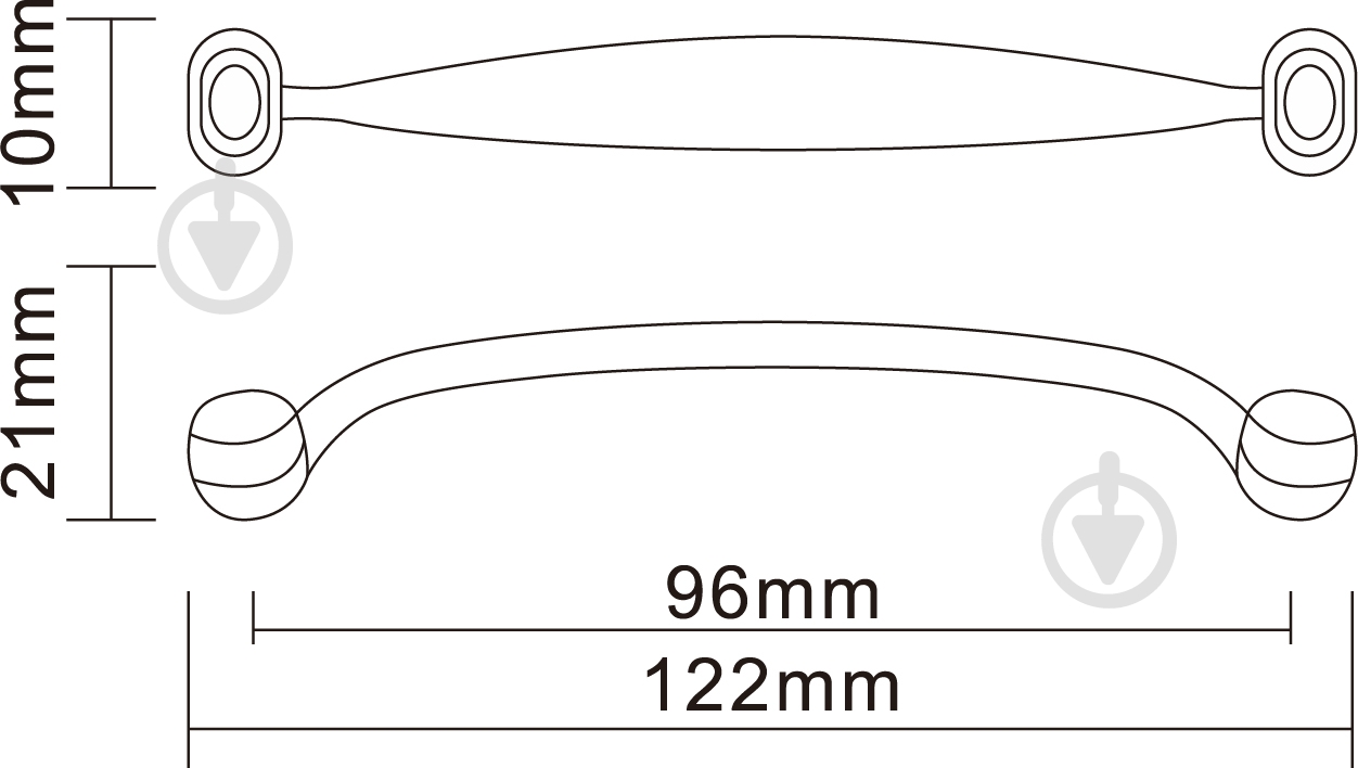 Мебельная ручка скоба DC DUR 10 G4 96 мм старая бронза - фото 2