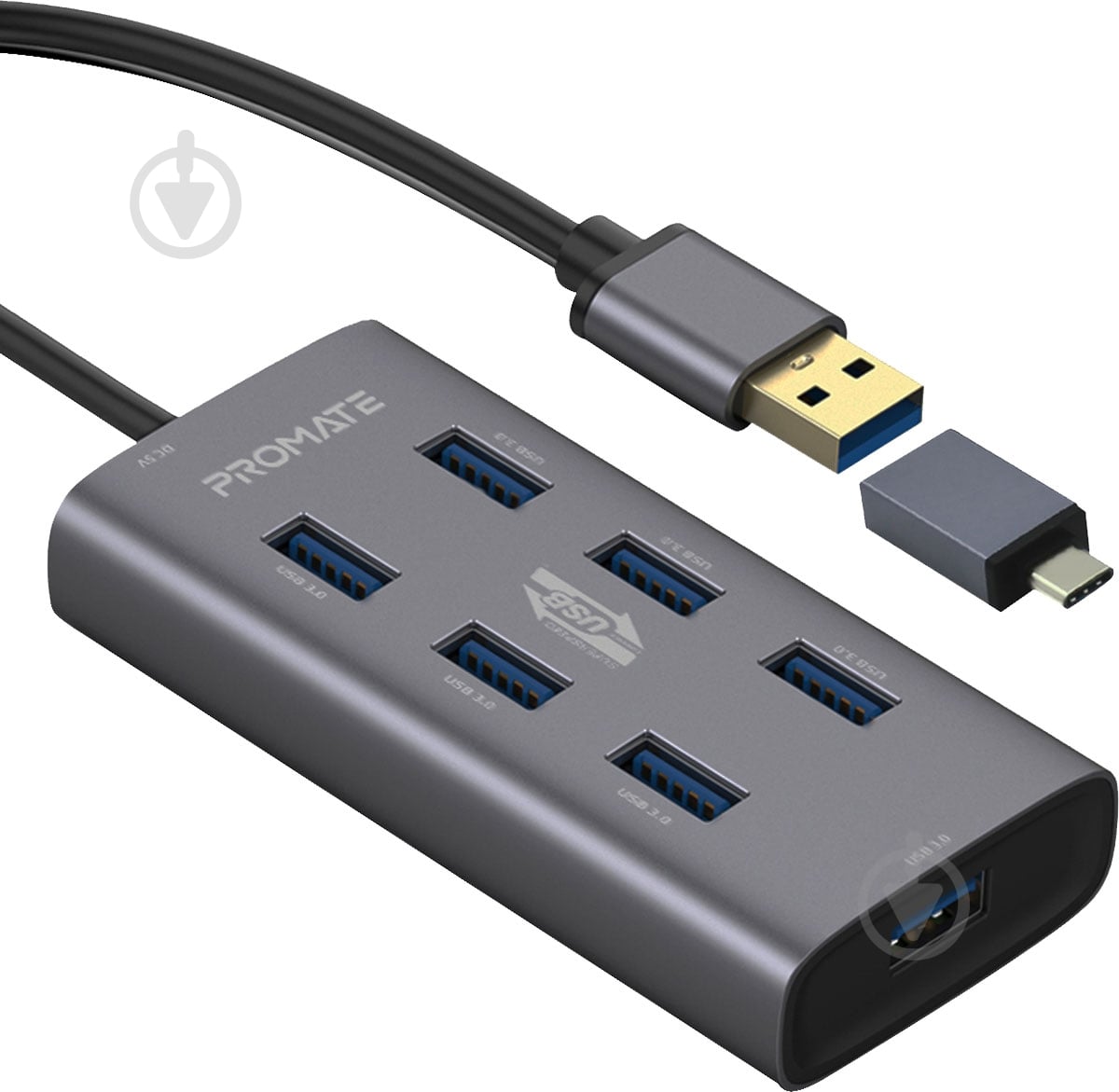 USB-хаб Promate EzHub-7 7хUSB 3.0 Grey - фото 1