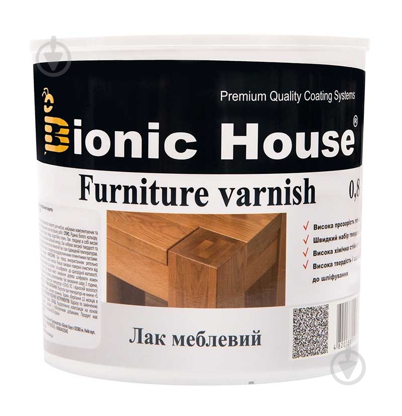 Лак мебельный Bionic House глянец бесцветный 0,8 л - фото 1