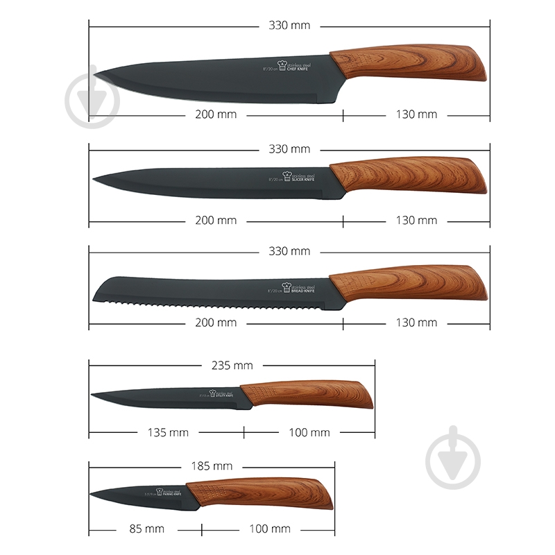 Набор ножей в колоде Aurora 6 пр. 866AU - фото 2 Набор ножей в колоде Aurora 6 пр. 866AU - фото 2