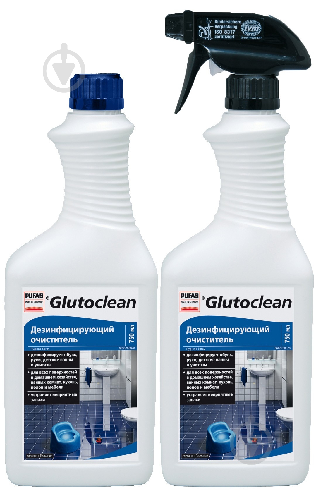 Засіб дезінфекційний Glutoclean 750 мл курок + 750 мл запаска - фото 1