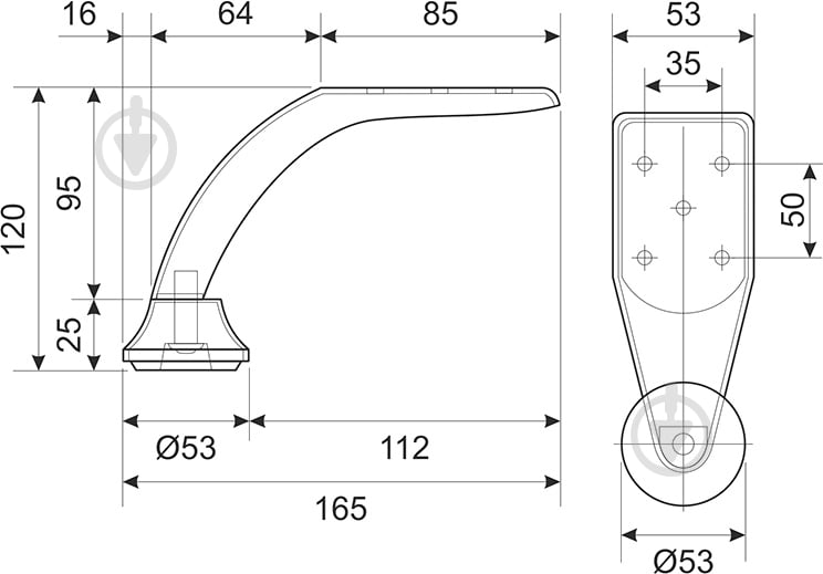 Меблева ніжка DC DZ 07 G2 хром - фото 2 Меблева ніжка DC DZ 07 G2 хром - фото 2