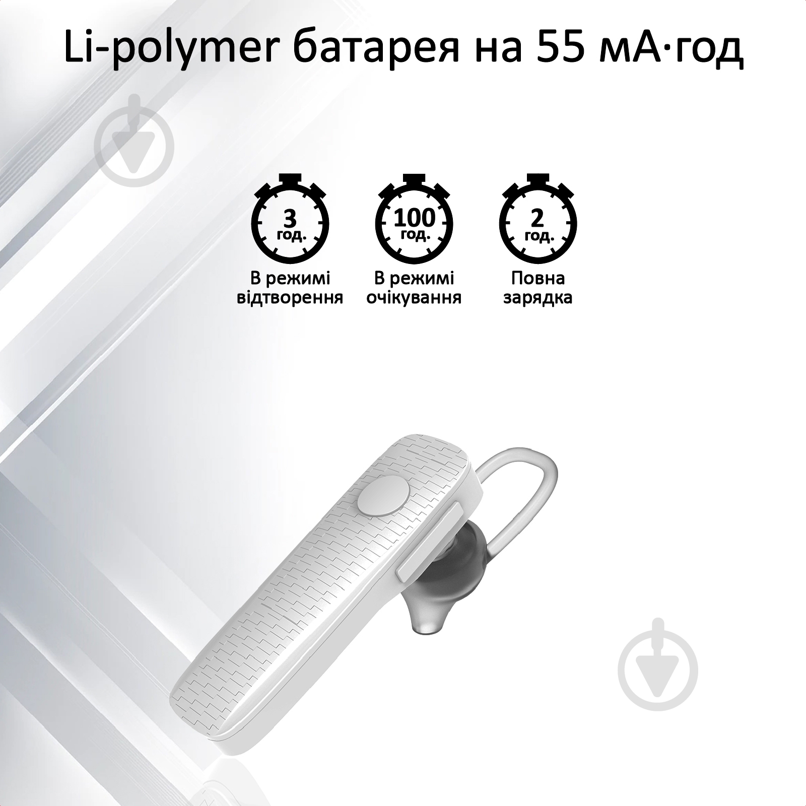 Bluetooth-гарнітура Promate Shift Bluetooth 5 white (shift.white) - фото 4