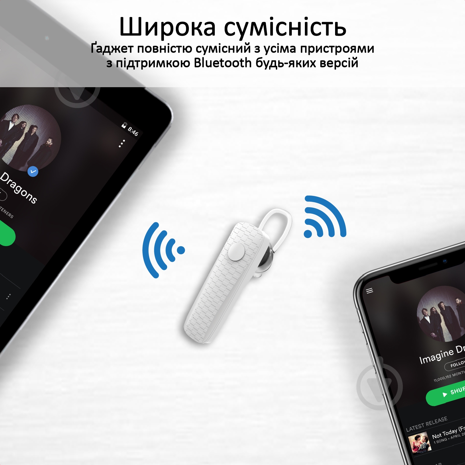 Bluetooth-гарнітура Promate Shift Bluetooth 5 white (shift.white) - фото 6