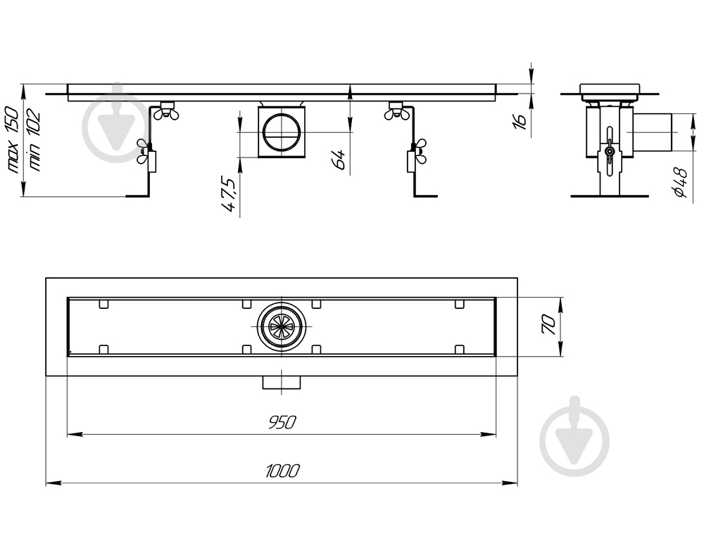 Линейный трап для душа Rhein Piano-950 - фото 6
