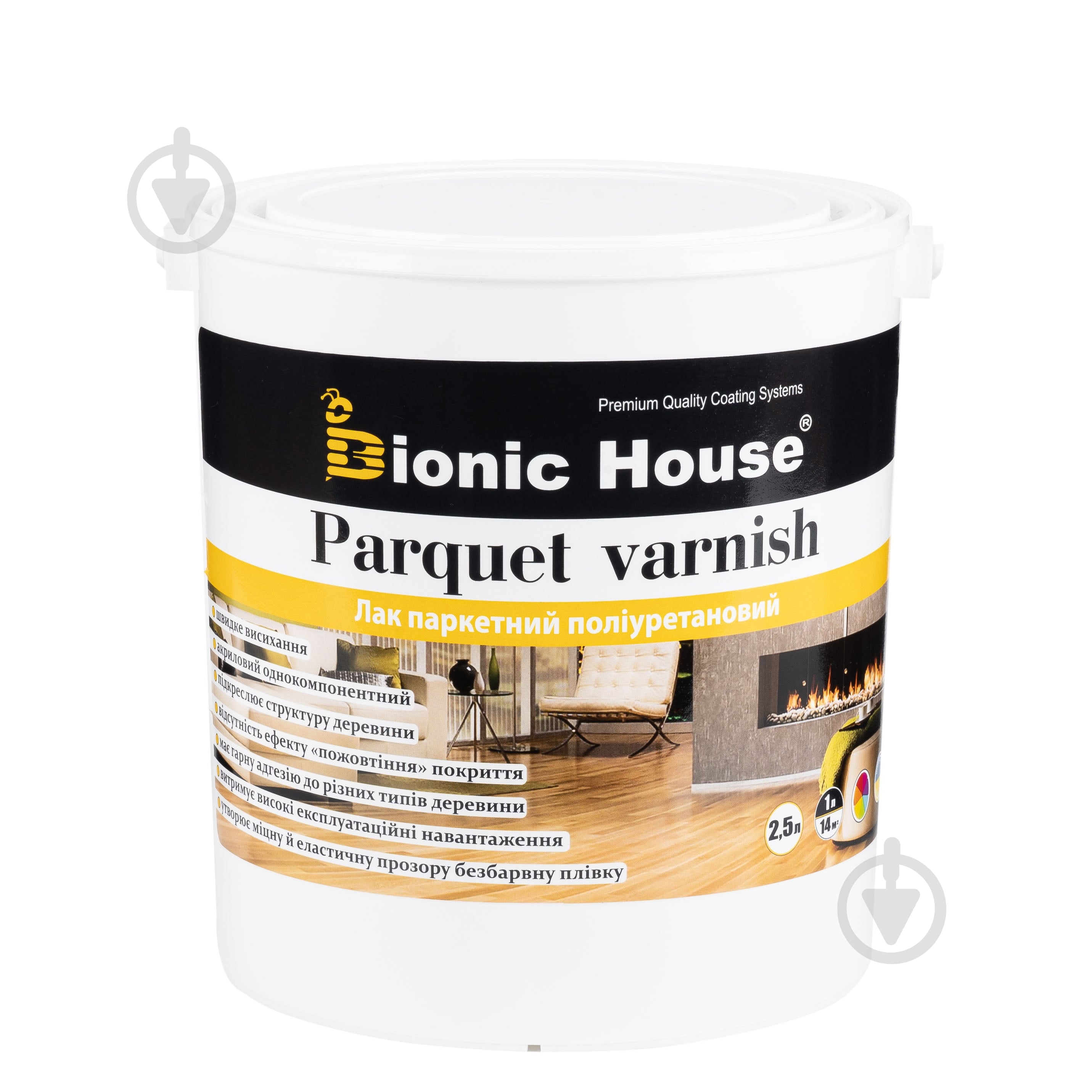 Лак паркетный полиуретановый ультраустойчивый Bionic House глянец прозрачный 0,8 л - фото 1