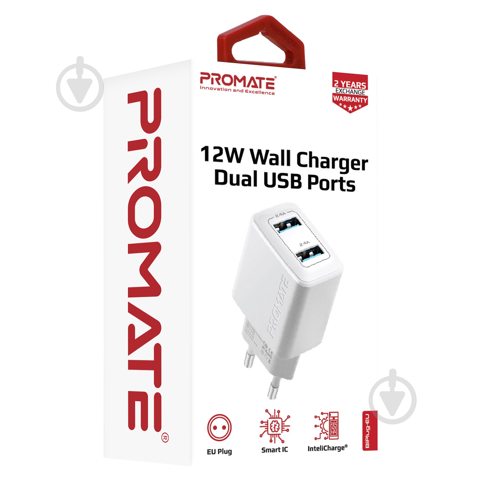 Зарядное устройство Promate BiPlug 12 Вт 2 USB White - фото 7