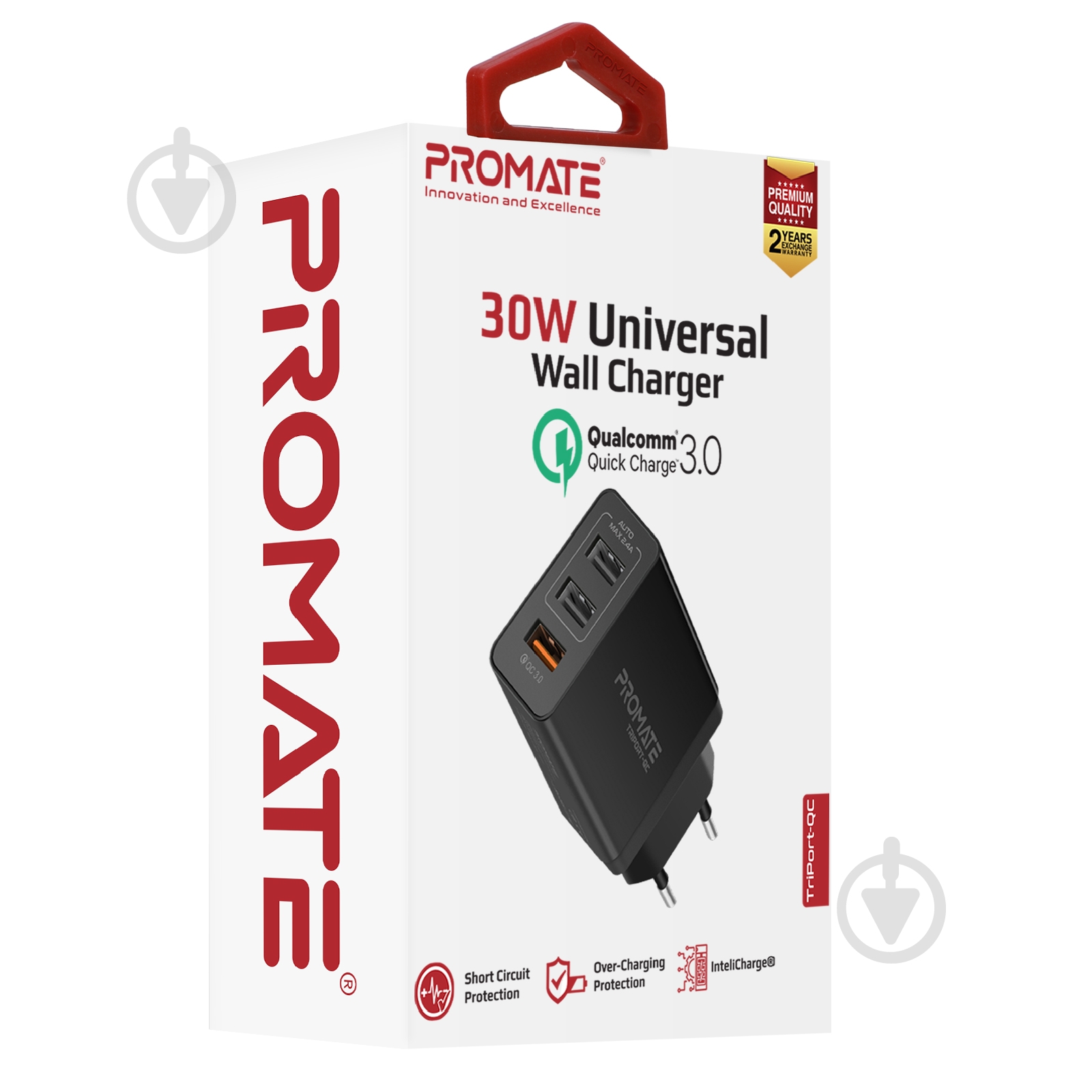 Зарядное устройство Promate TriPort-QC 30Вт USB QC3.0 + 2 USB Black - фото 7