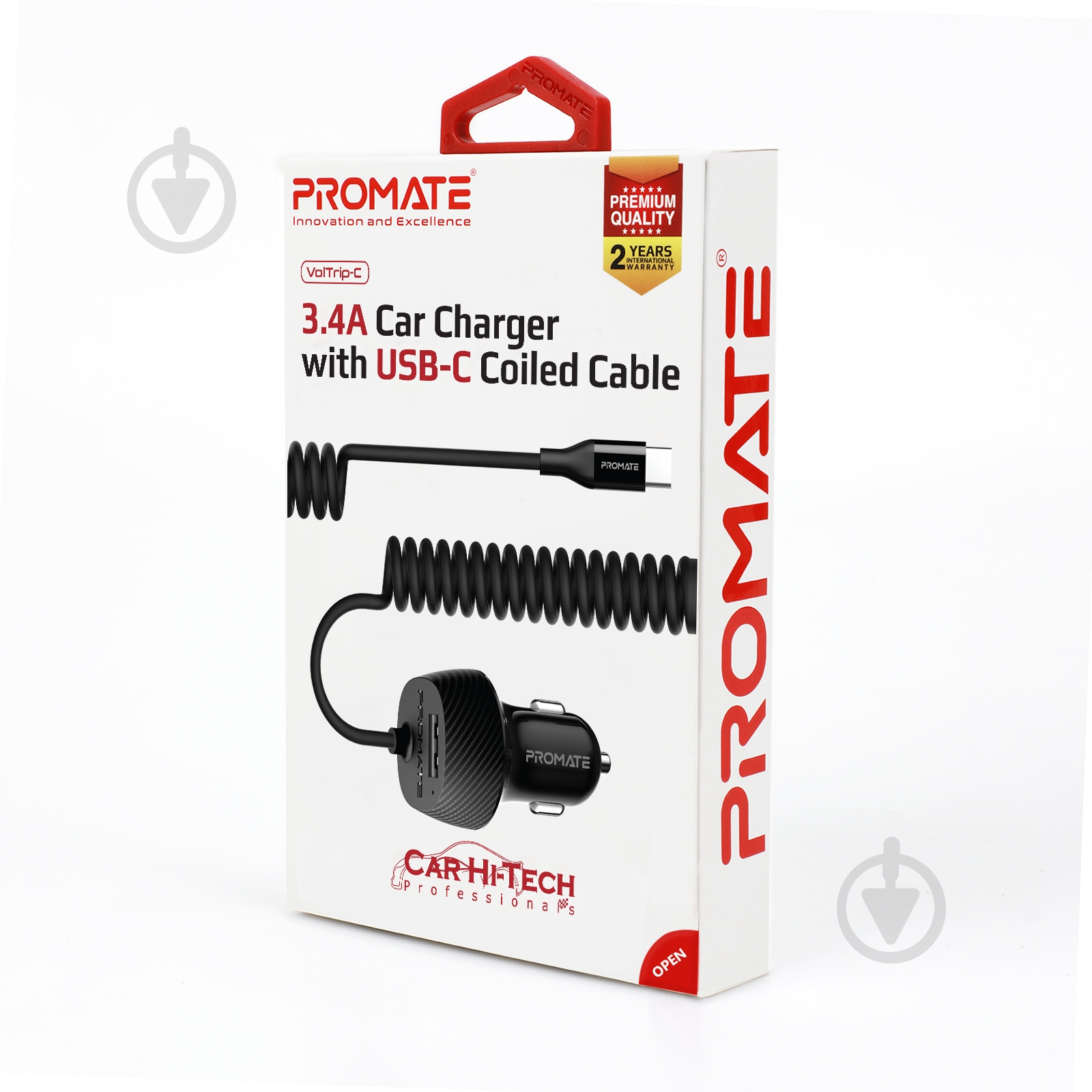 Автомобильное зарядное устройство Promate Voltrip-C 17Вт USB + Type-C Connector Black - фото 7