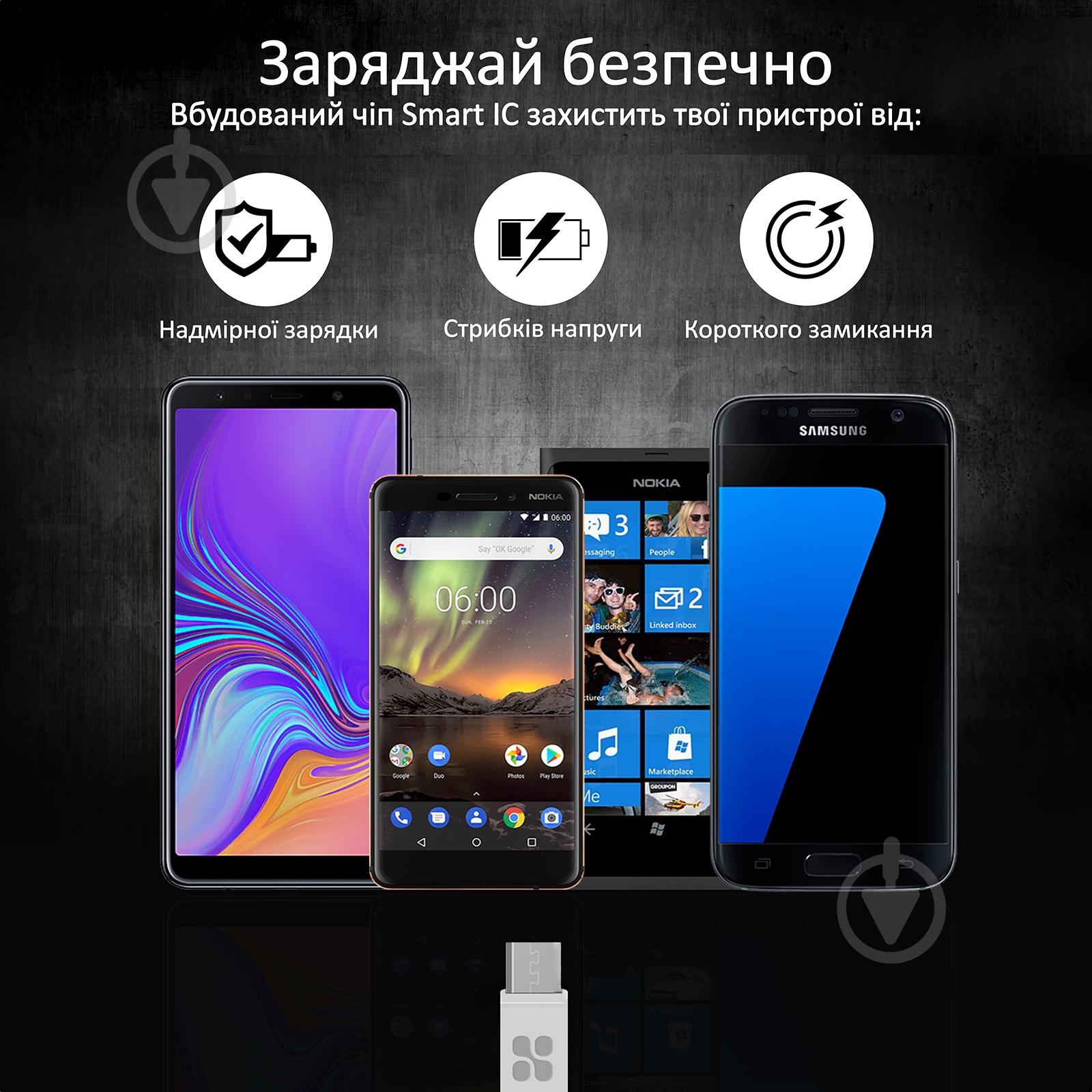 Кабель Promate MicroCord-1 USB-microUSB 2А 1,2 м белый (microcord-1.white) - фото 4