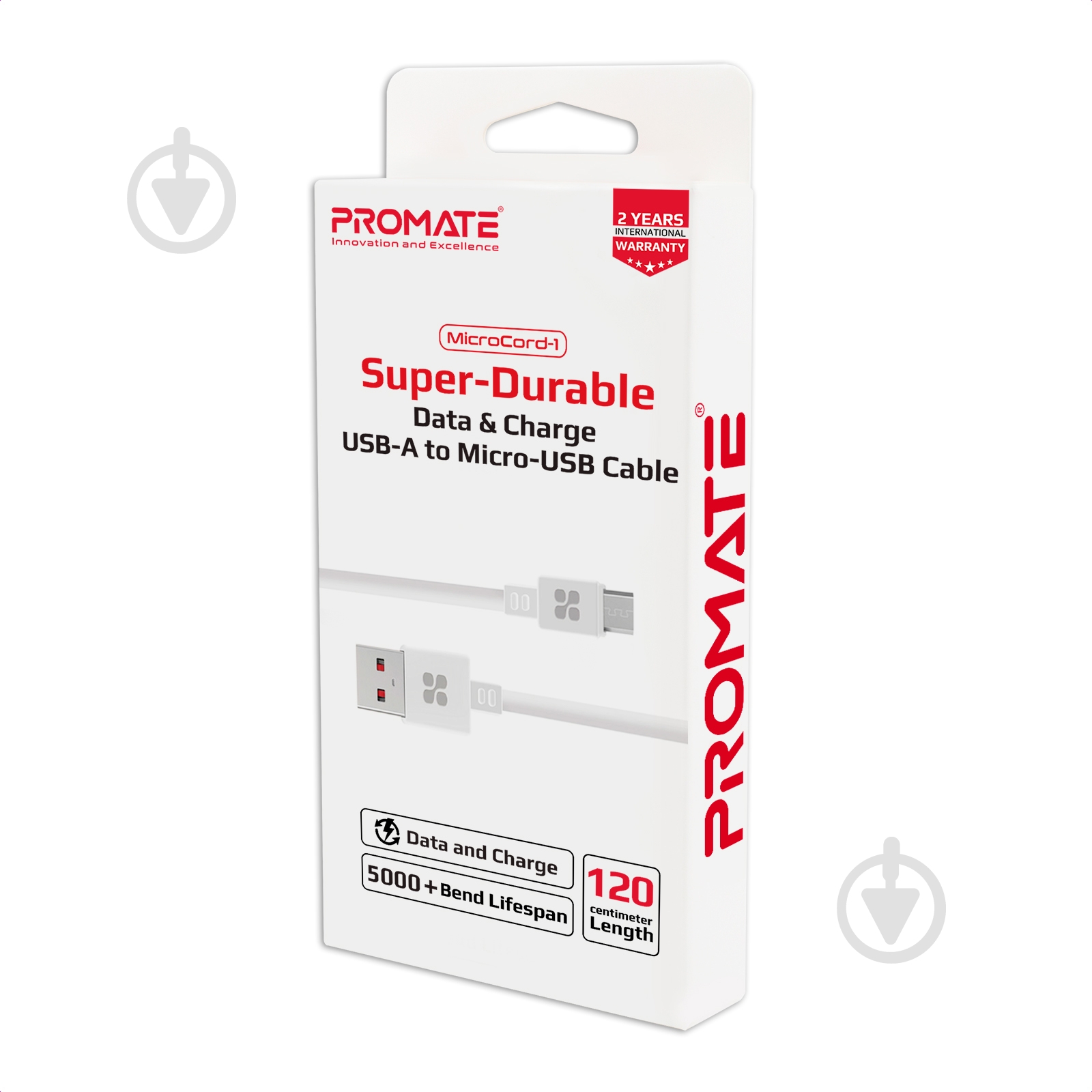 Кабель Promate MicroCord-1 USB-microUSB 2А 1,2 м белый (microcord-1.white) - фото 6