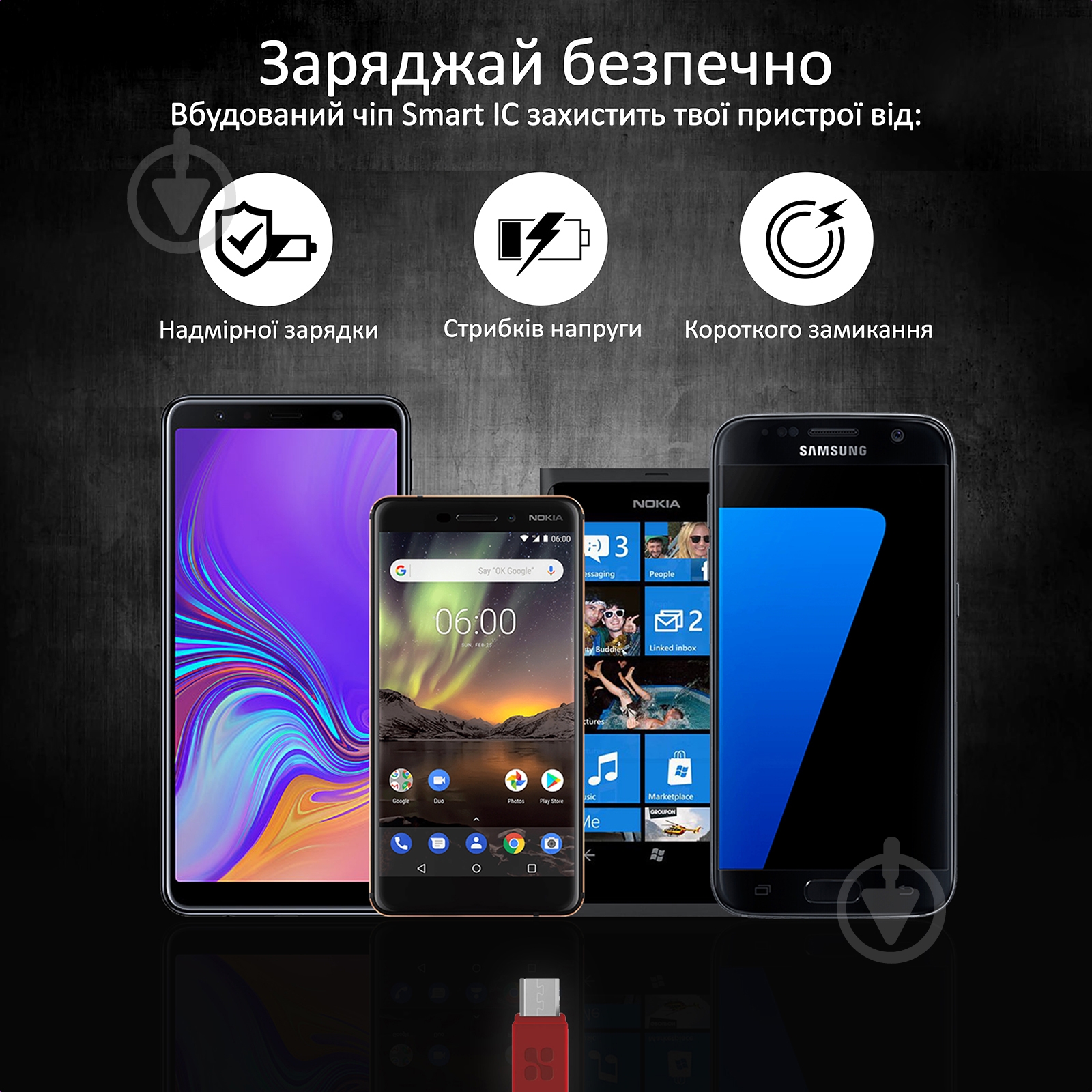 Кабель Promate MicroCord-2 USB-microUSB 2А 2 м красный (microcord-2.maroon) - фото 4 Кабель Promate MicroCord-2 USB-microUSB 2А 2 м красный (microcord-2.maroon) - фото 4