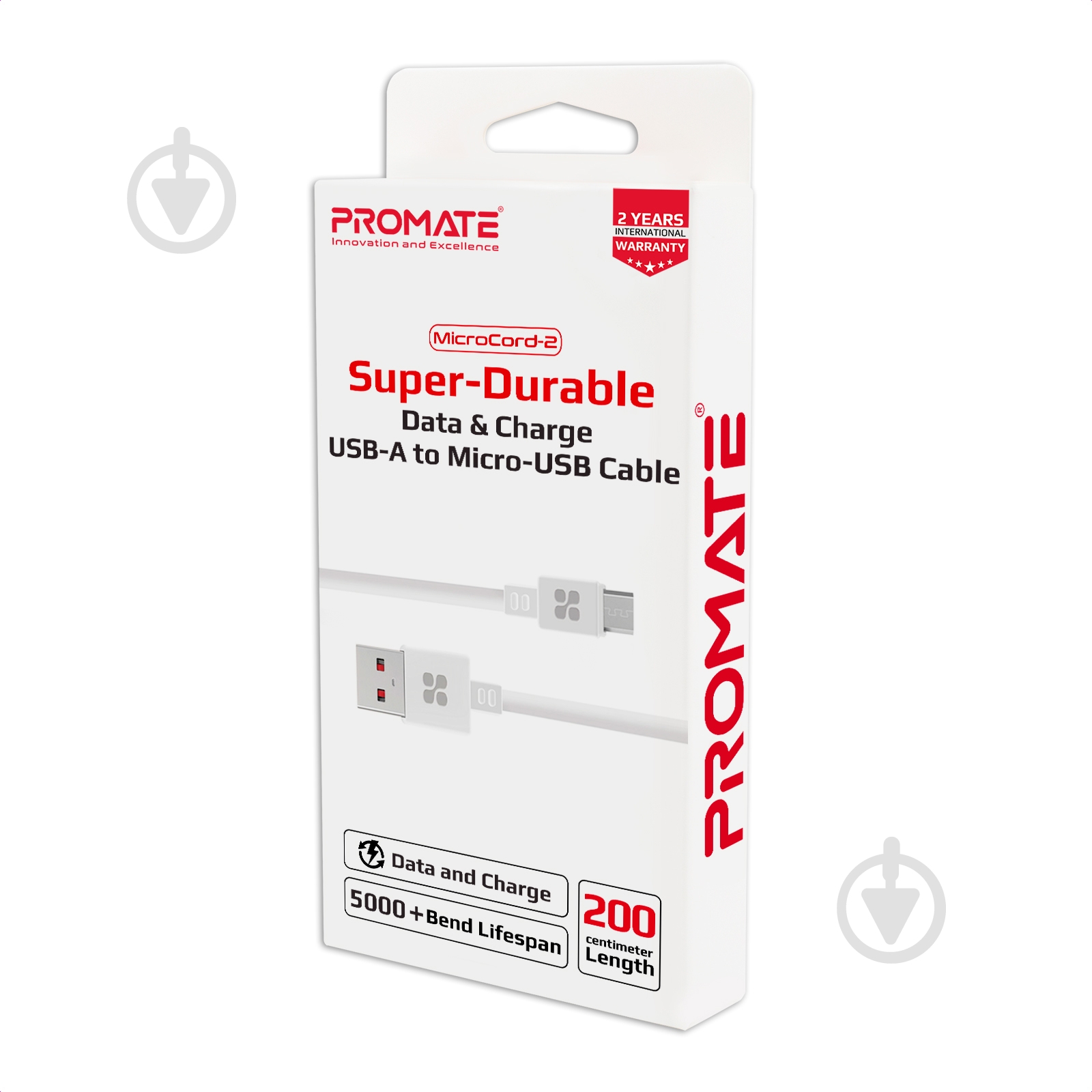 Кабель Promate MicroCord-2 USB-microUSB 2А 2 м белый (microcord-2.white) - фото 6 Кабель Promate MicroCord-2 USB-microUSB 2А 2 м белый (microcord-2.white) - фото 6