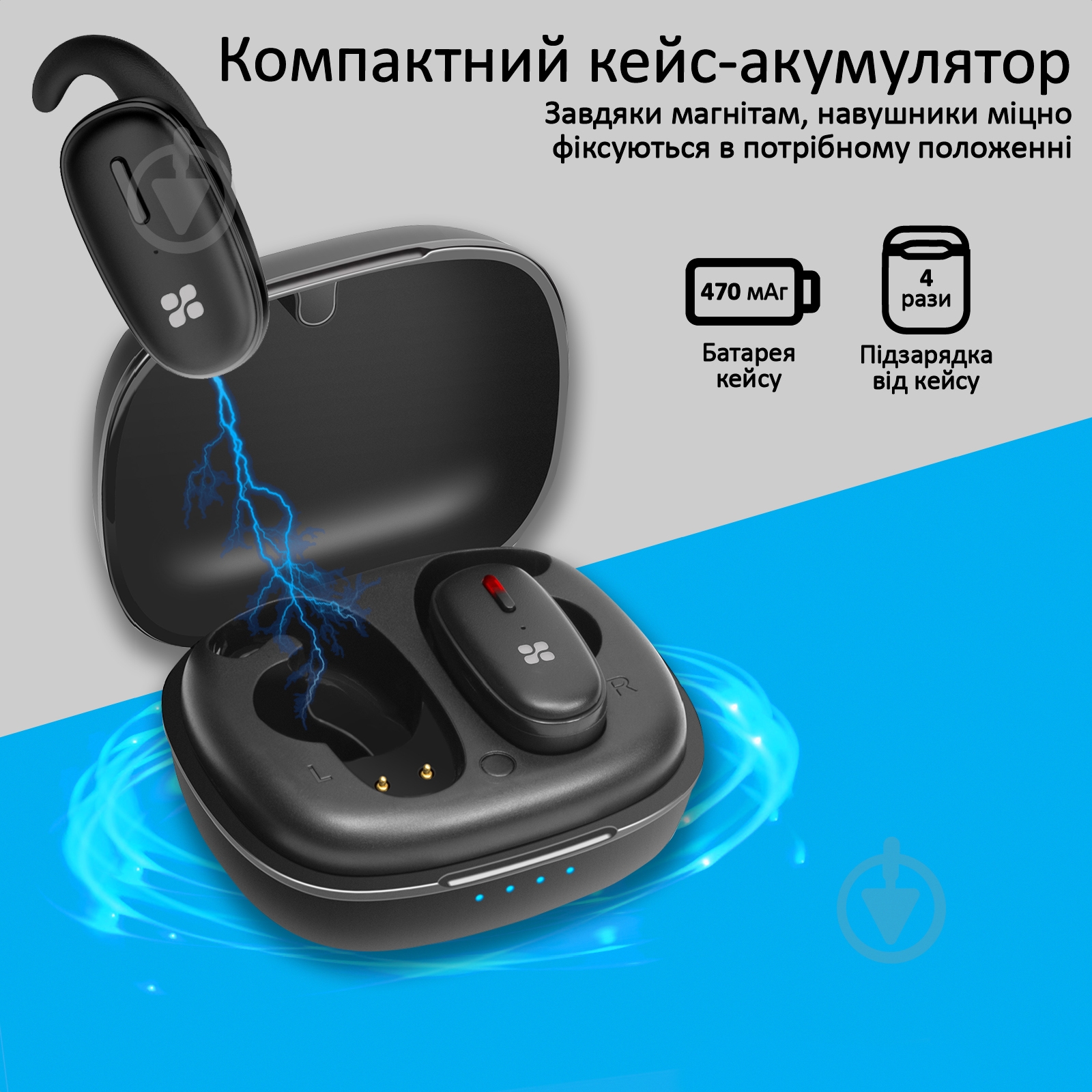 Наушники Promate TrueBlue-3 Bluetooth 5 black (trueblue-3.black) - фото 5