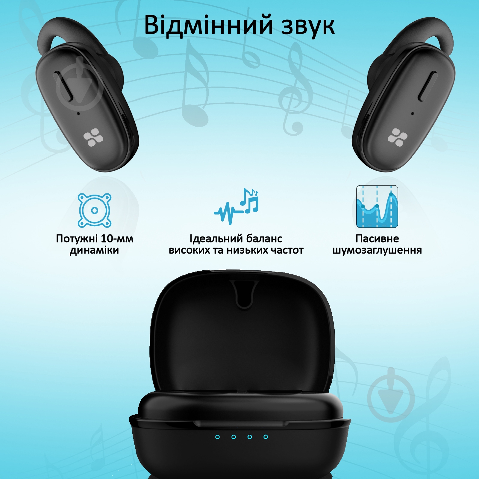 Наушники Promate TrueBlue-3 Bluetooth 5 black (trueblue-3.black) - фото 3