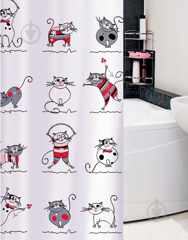 Шторка для ванны Tatkraft Funny Cats - фото 4