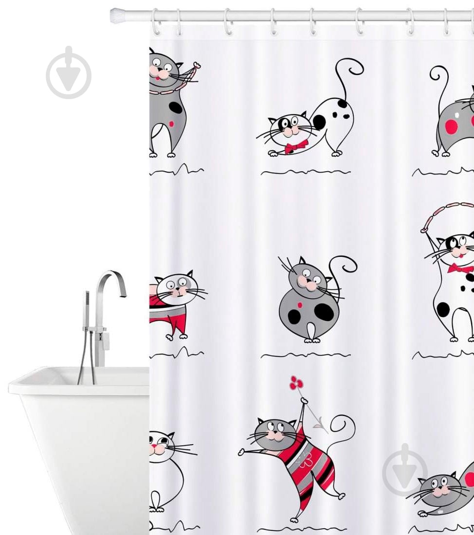 Шторка для ванны Tatkraft Funny Cats - фото 1