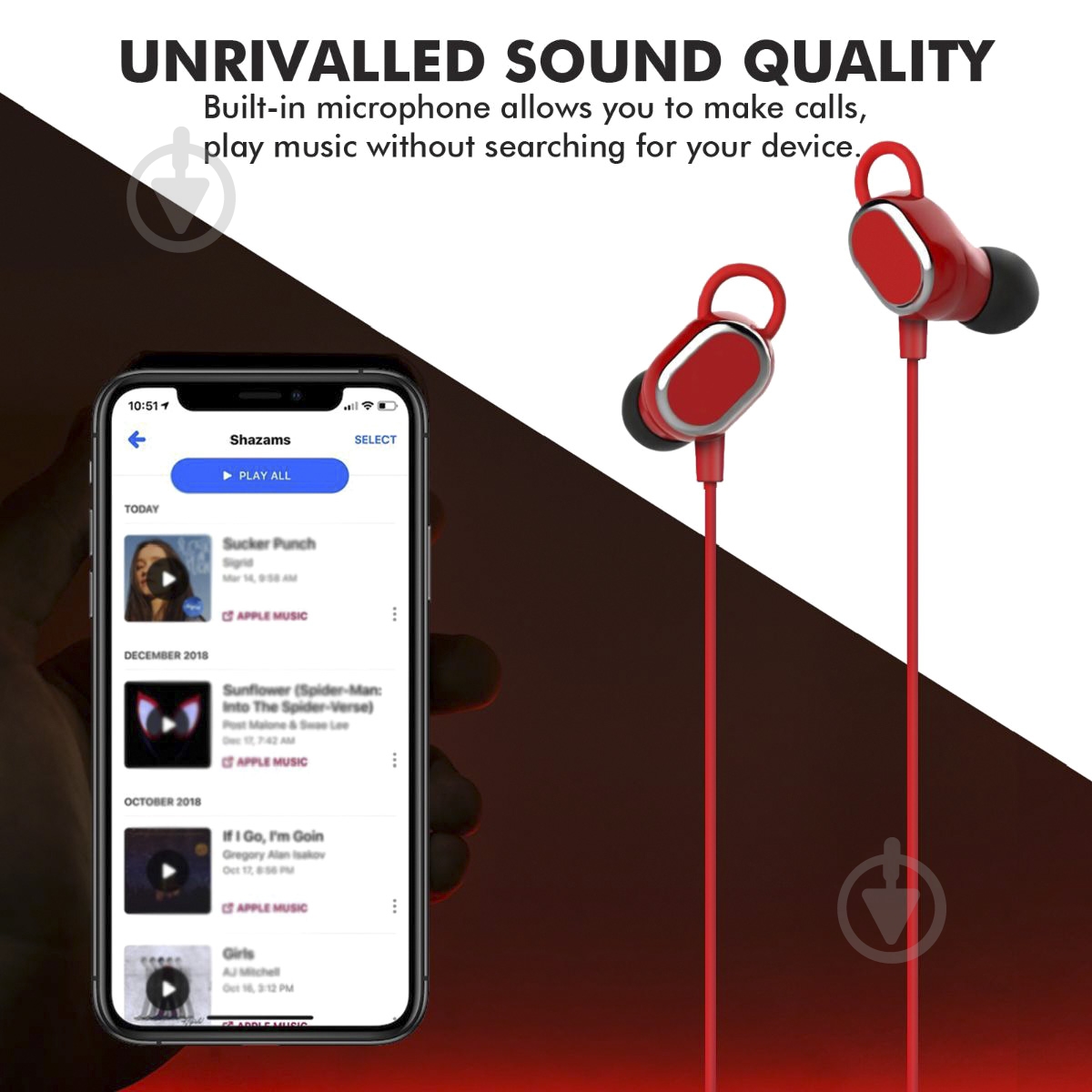 Наушники Promate Rovi red - фото 3 Наушники Promate Rovi red - фото 3