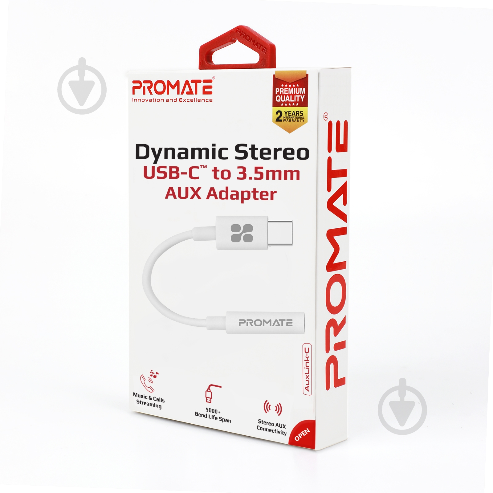 Переходник Promate AuxLink-C USB type C — AUX 3.5 мм 0,2 м белый (auxlink-c.white) - фото 6 Переходник Promate AuxLink-C USB type C — AUX 3.5 мм 0,2 м белый (auxlink-c.white) - фото 6