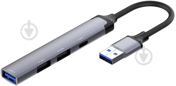 USB-хаб ColorWay USB-A 4-в-1 USB2.0х3/USB3.0 0,12 м сірий (CW-HUB05) - фото 5