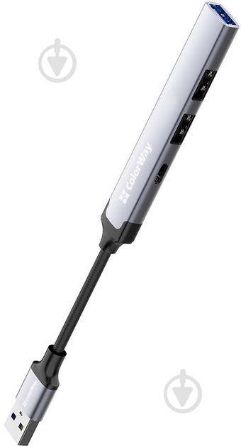 USB-хаб ColorWay USB-A 4-в-1 USB2.0х3/USB3.0 0,12 м сірий (CW-HUB05) - фото 4