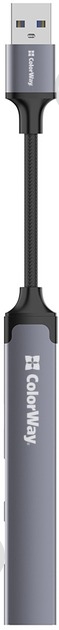 USB-хаб ColorWay USB-A 4-в-1 USB2.0х3/USB3.0 0,12 м сірий (CW-HUB05) - фото 2