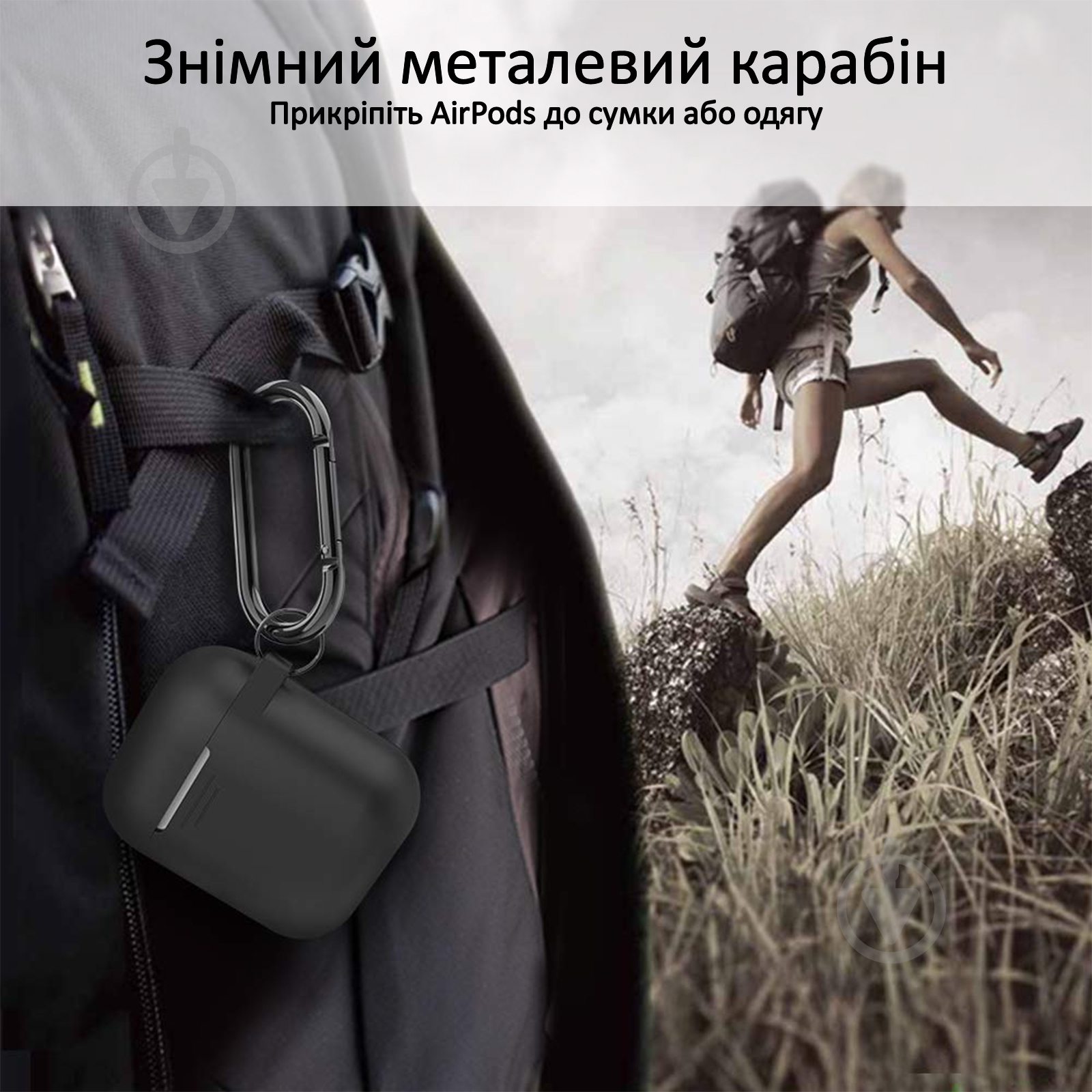 Чехол для наушников Promate GripCase для Apple AirPods black (gripcase.black) - фото 3