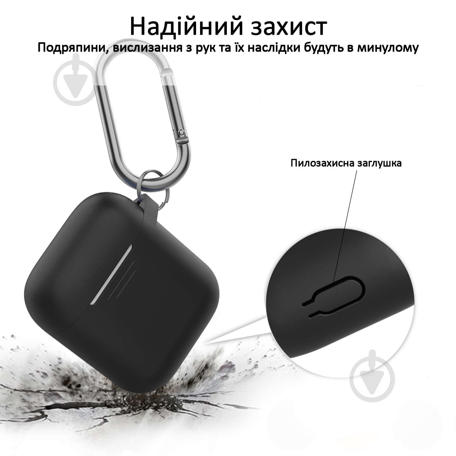 Чехол для наушников Promate GripCase для Apple AirPods black (gripcase.black) - фото 2