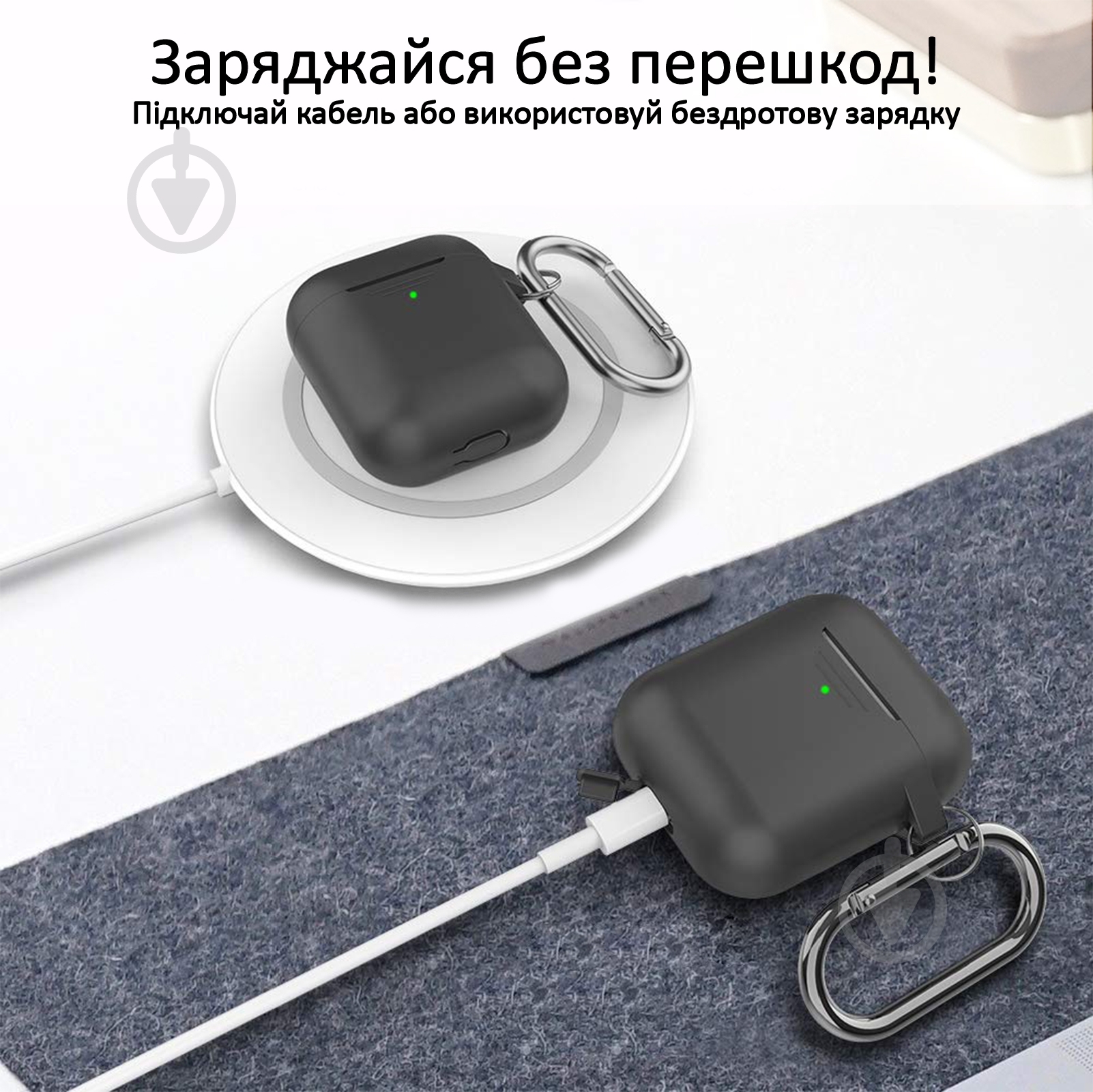 Чехол для наушников Promate GripCase для Apple AirPods black (gripcase.black) - фото 4