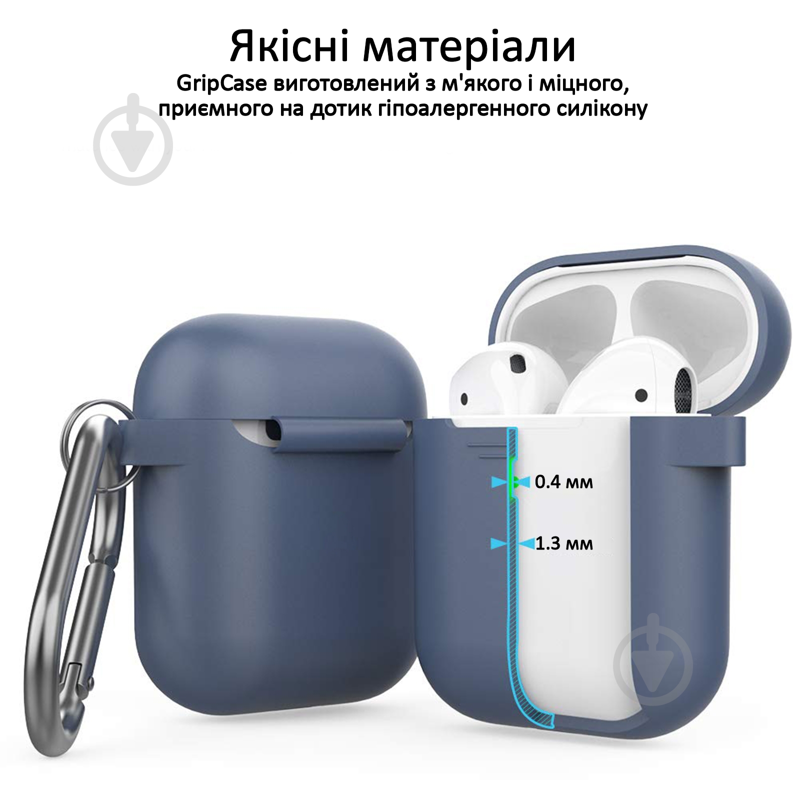 Чохол для навушників Promate GripCase для Apple AirPods dark blue (gripcase.navyblue) - фото 5