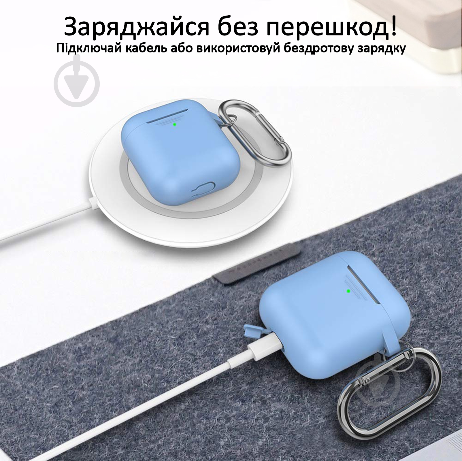 Чехол Promate GripCase для Apple AirPods blue (gripcase.blue) - фото 4 Чехол Promate GripCase для Apple AirPods blue (gripcase.blue) - фото 4