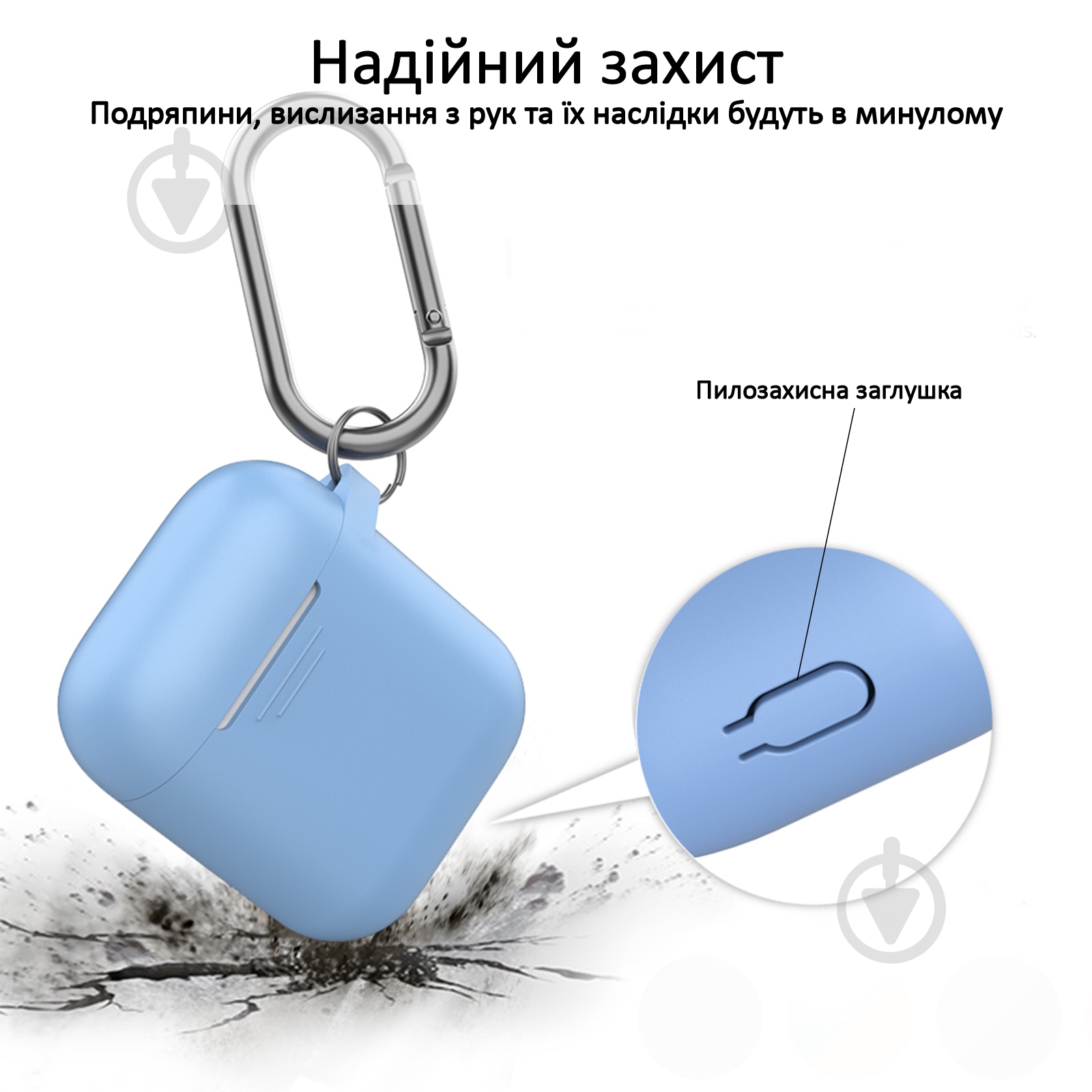 Чехол Promate GripCase для Apple AirPods blue (gripcase.blue) - фото 2 Чехол Promate GripCase для Apple AirPods blue (gripcase.blue) - фото 2