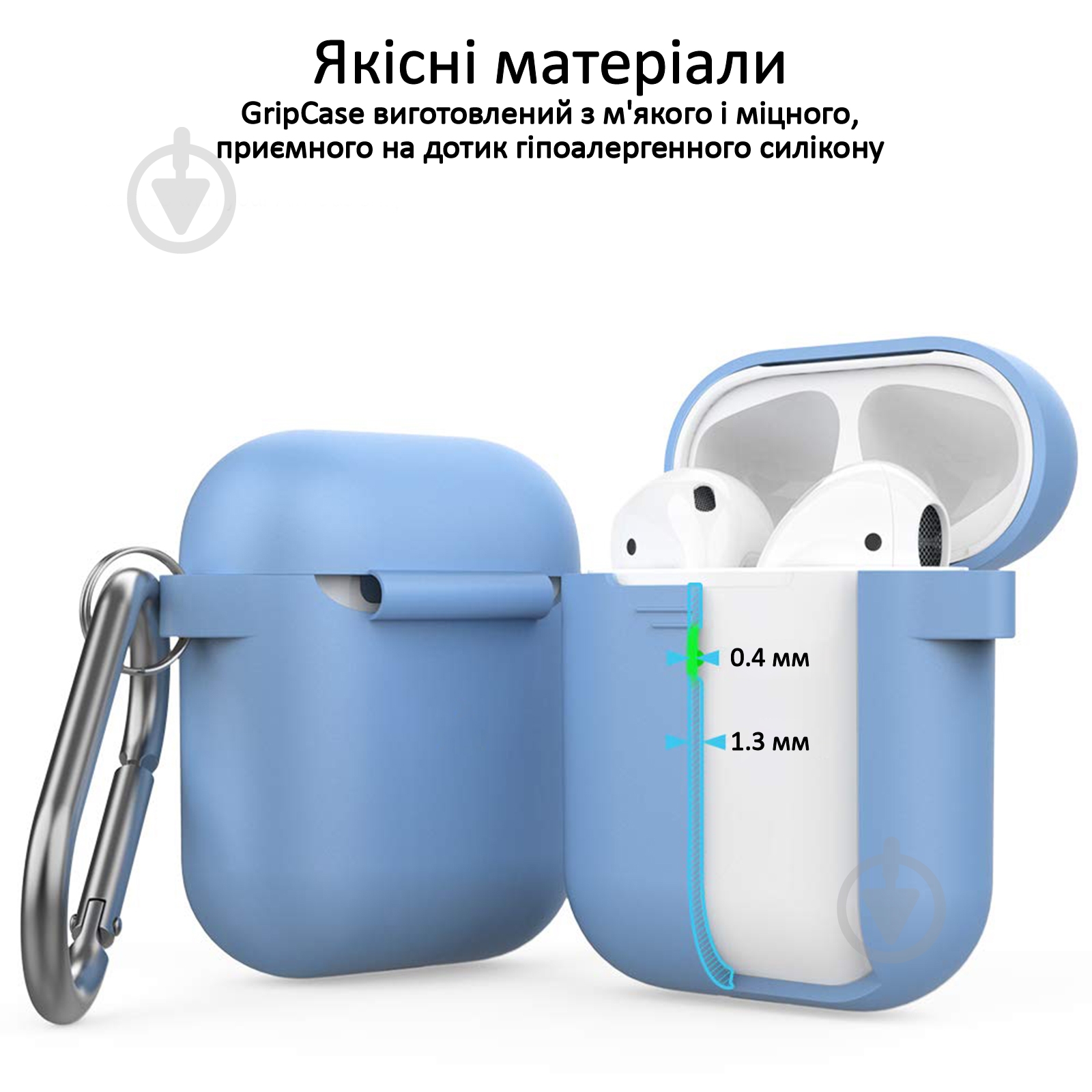 Чехол Promate GripCase для Apple AirPods blue (gripcase.blue) - фото 5 Чехол Promate GripCase для Apple AirPods blue (gripcase.blue) - фото 5