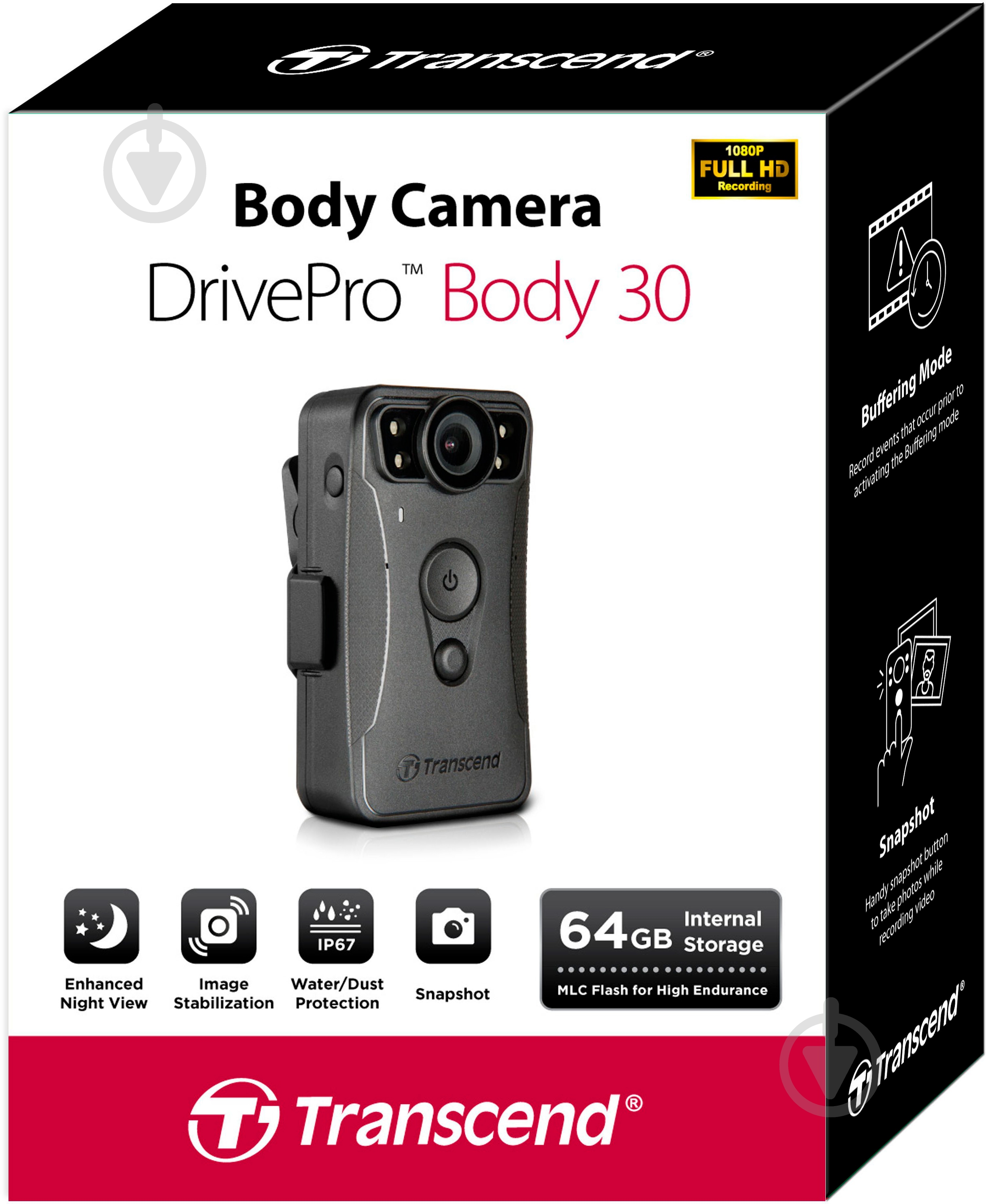 Экшн-камера Transcend DrivePro Body 30 black (TS64GDPB30A) - фото 12