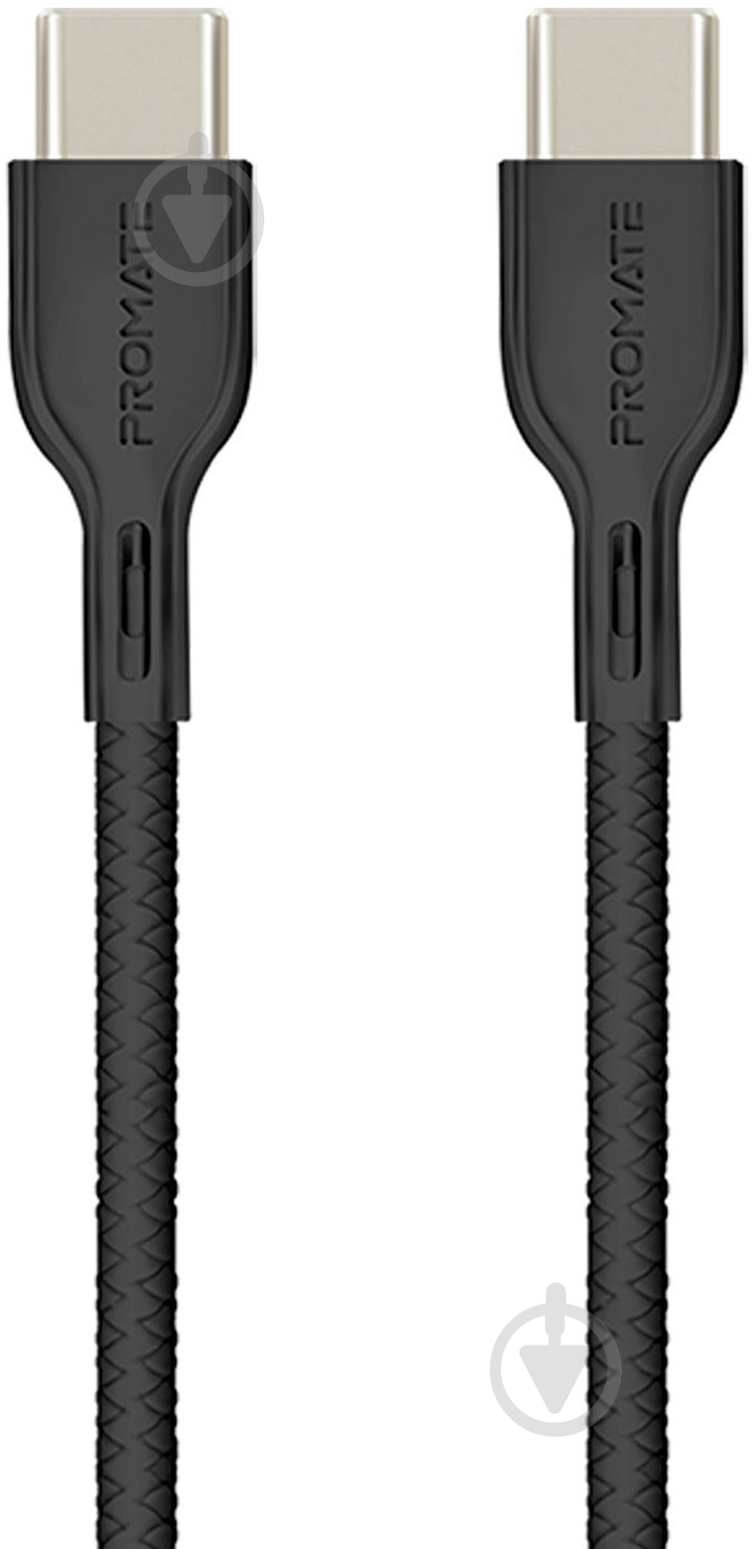 Кабель Promate PowerBeam-CC Type-C — Type-C 1,2 м черный (powerbeam-cc.black) - фото 1 Кабель Promate PowerBeam-CC Type-C — Type-C 1,2 м черный (powerbeam-cc.black) - фото 1