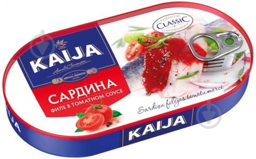 Консерва Kaija Сардина філе в томатному соусі 170 г - фото 1 Консерва Kaija Сардина філе в томатному соусі 170 г - фото 1