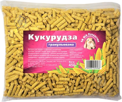 Корм Мій Пухнастик кукурудза гранульована 450 г - фото 1 Корм Мій Пухнастик кукурудза гранульована 450 г - фото 1