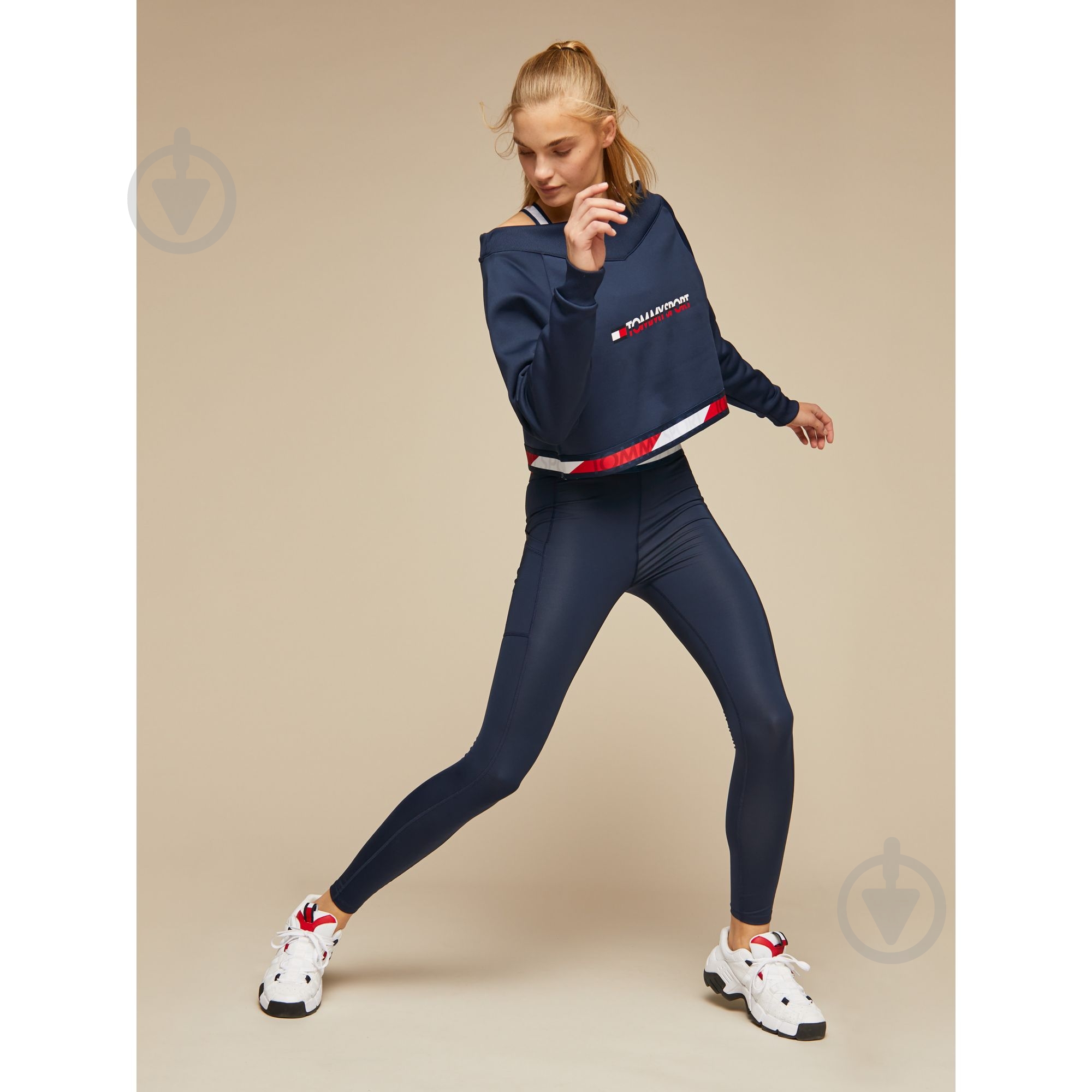 Джемпер Tommy Hilfiger CROP V NECK SWEATER WITH TAPE S10S100363401 р. S темно-синий - фото 4
