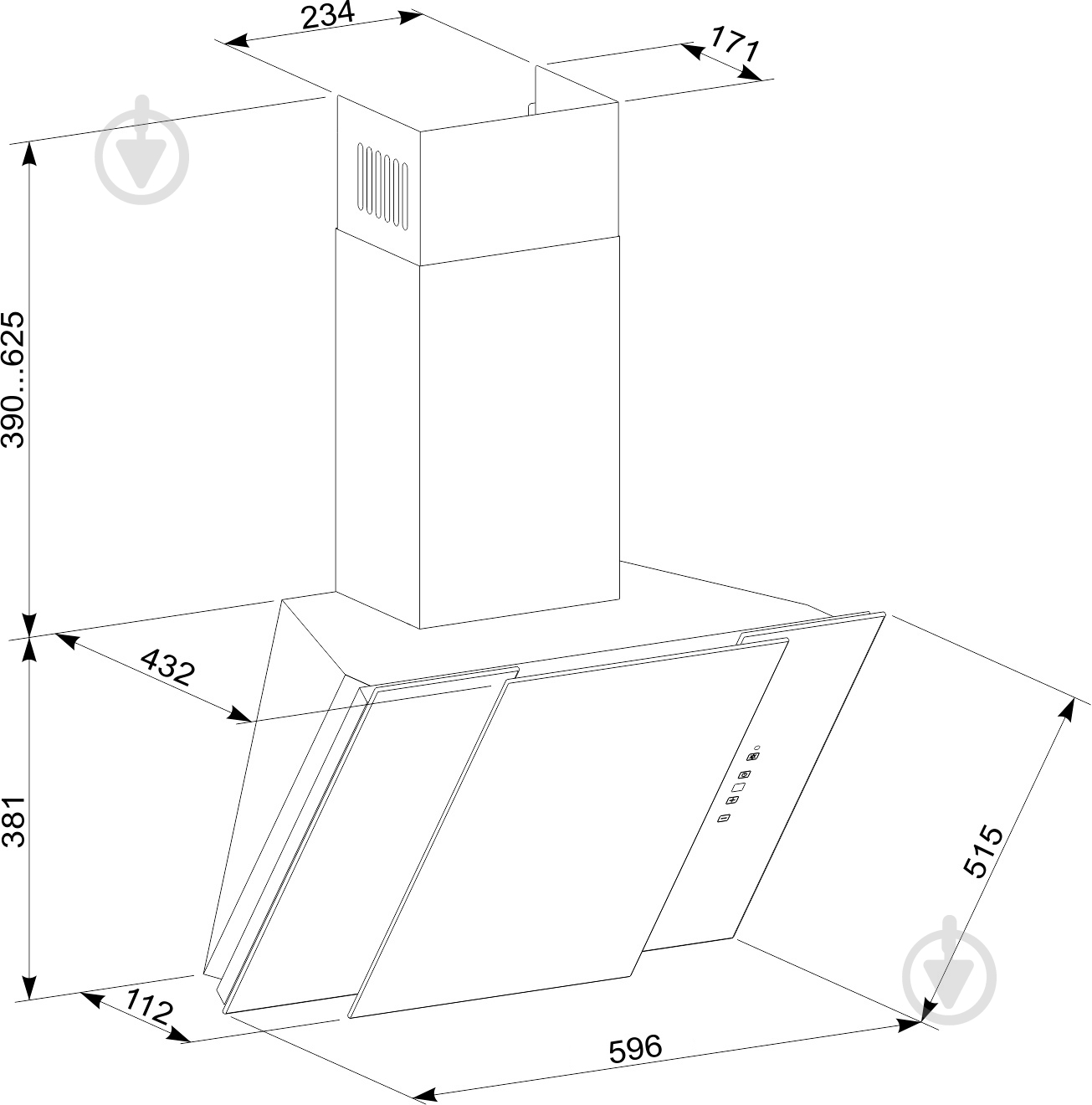 Витяжка Interline ROCK WH A/60 PB/2/ E - фото 2