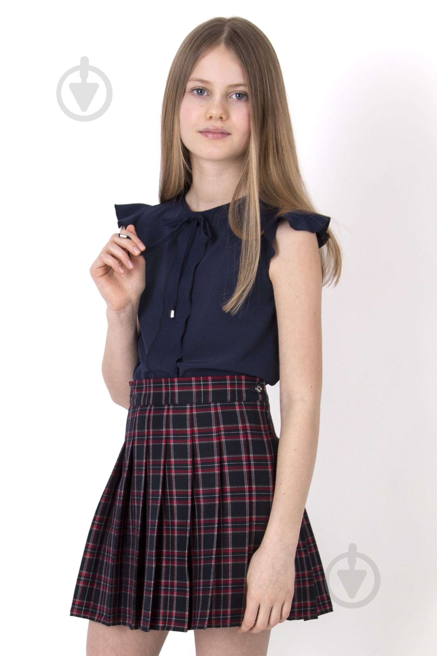 Блуза Mevis р.128 синий 3765 - фото 1 Блуза Mevis р.128 синий 3765 - фото 1