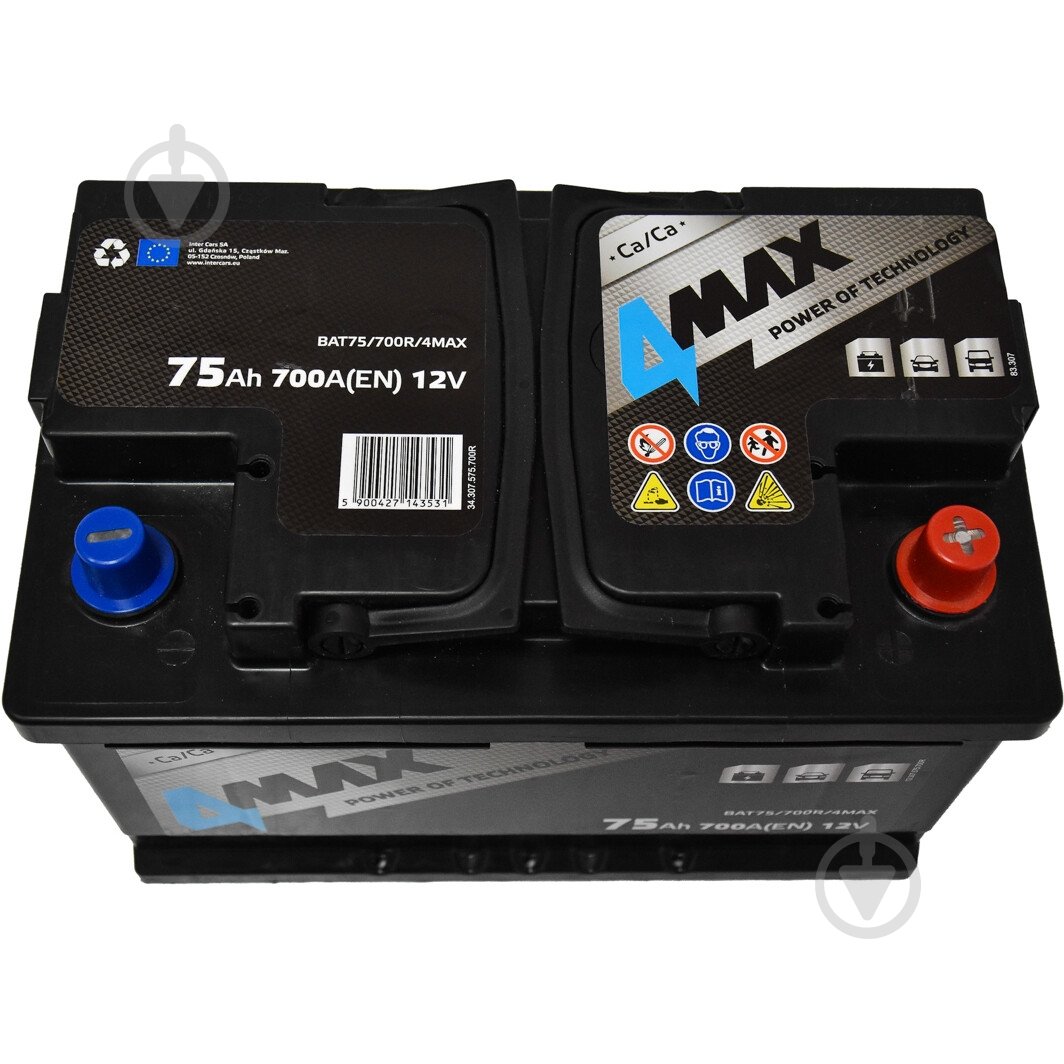 ᐉ Аккумулятор автомобильный 4MAX 75Ah 700A 12V BAT75700R4MAX «+» справа ...