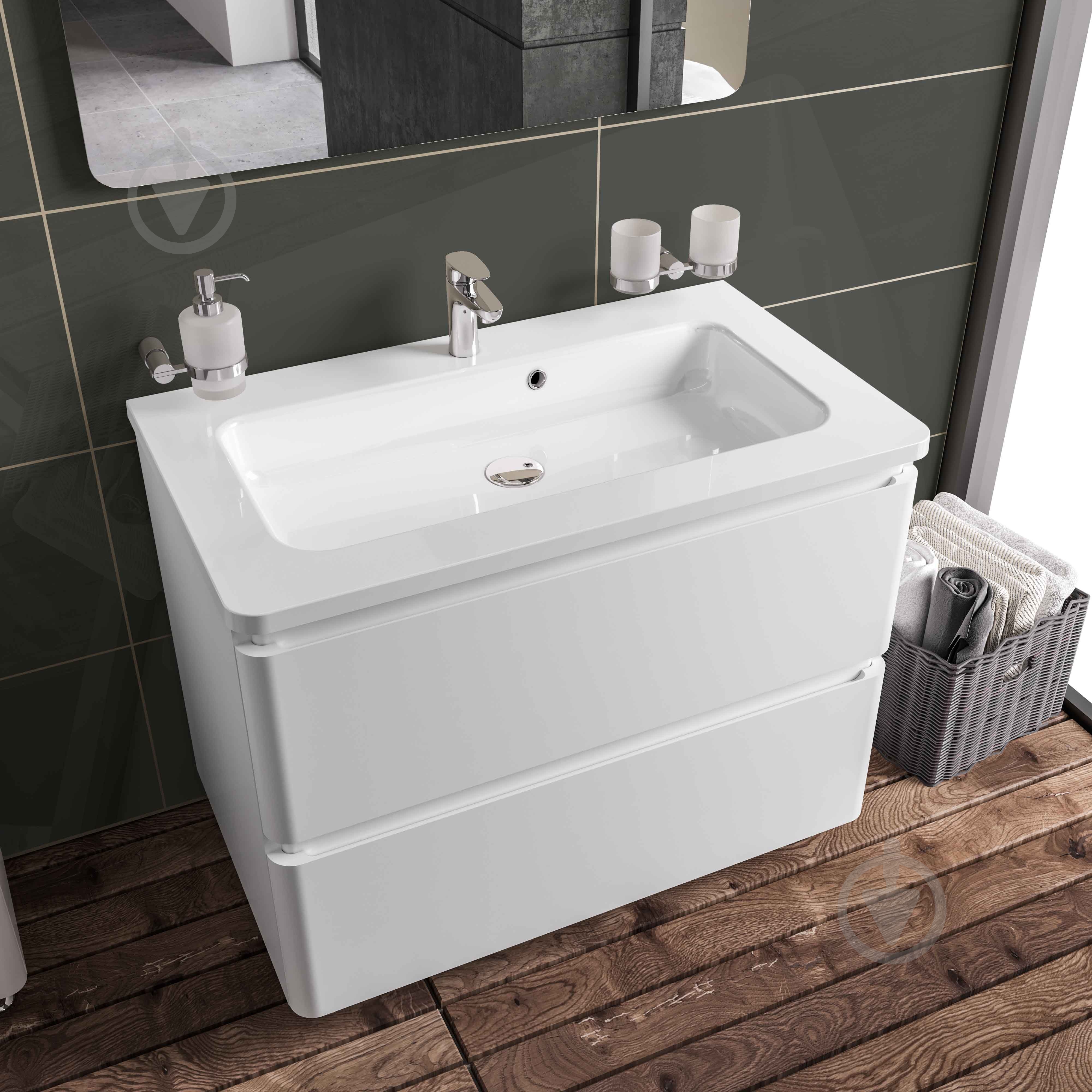 Тумба підлогова Aqua Rodos Accent біла 60 см під умивальник зі штучного каменя Альфа 60 та мармуру Accent - фото 9