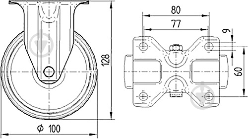 Колесо неповоротное TENTE d 100 мм 3478 DVR 100 P63 - фото 2