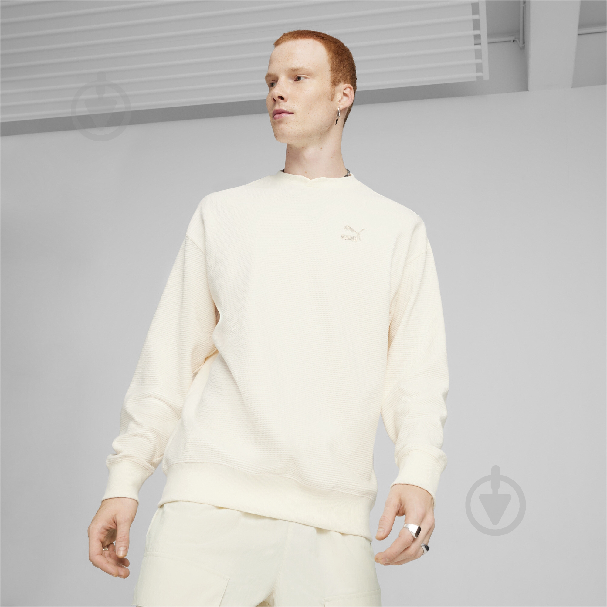 Свитшот Puma CLASSICS WAFFLE CREW 62425366 р.S бежевый - фото 3