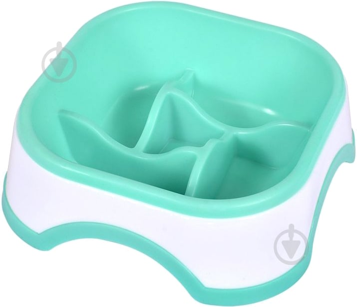 Миска AnimAll квадратная 0228 для медленного питания 600 мл мятная (6914068020228) - фото 1