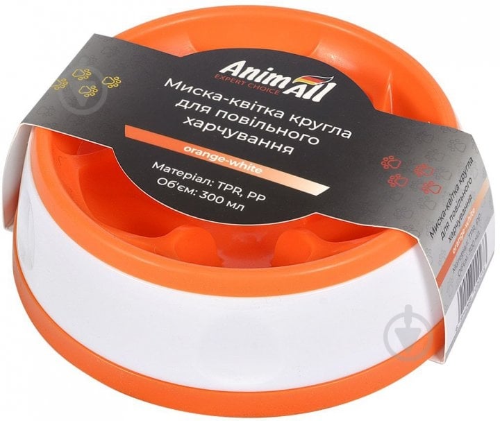 Миска-цветок AnimAll круглая 0273 для медленного питания 300 мл оранжевая/белая (6914068020273) - фото 2 Миска-цветок AnimAll круглая 0273 для медленного питания 300 мл оранжевая/белая (6914068020273) - фото 2