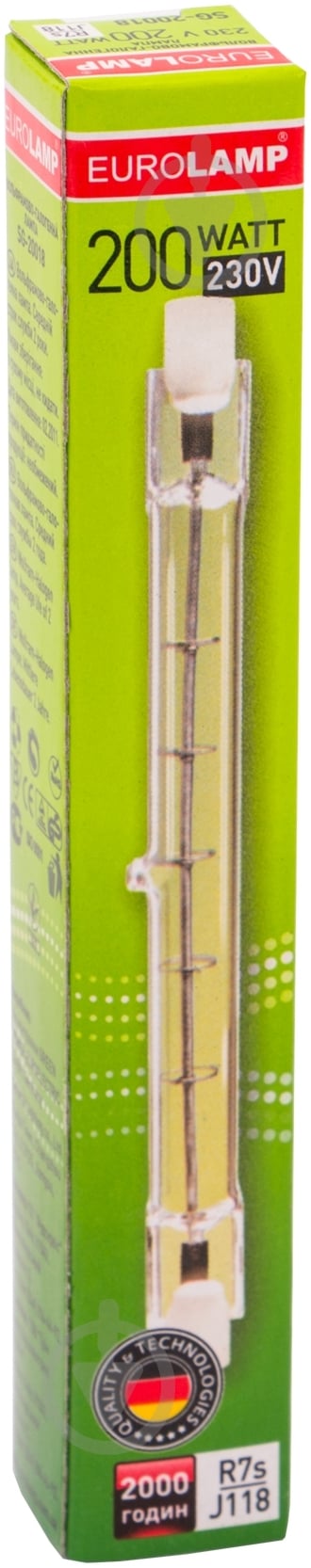 Лампа галогенная Eurolamp 200 Вт R7S 230 В прозрачная (SG-20018) - фото 2 Лампа галогенная Eurolamp 200 Вт R7S 230 В прозрачная (SG-20018) - фото 2