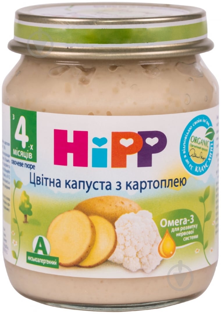 Пюре Hipp Цветная капуста с картофелем 125 г 9062300108061 - фото 1 Пюре Hipp Цветная капуста с картофелем 125 г 9062300108061 - фото 1