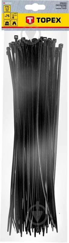 Хомут пластиковий Topex 4,8х370мм 75 шт. 44E982 - фото 1 Хомут пластиковий Topex 4,8х370мм 75 шт. 44E982 - фото 1