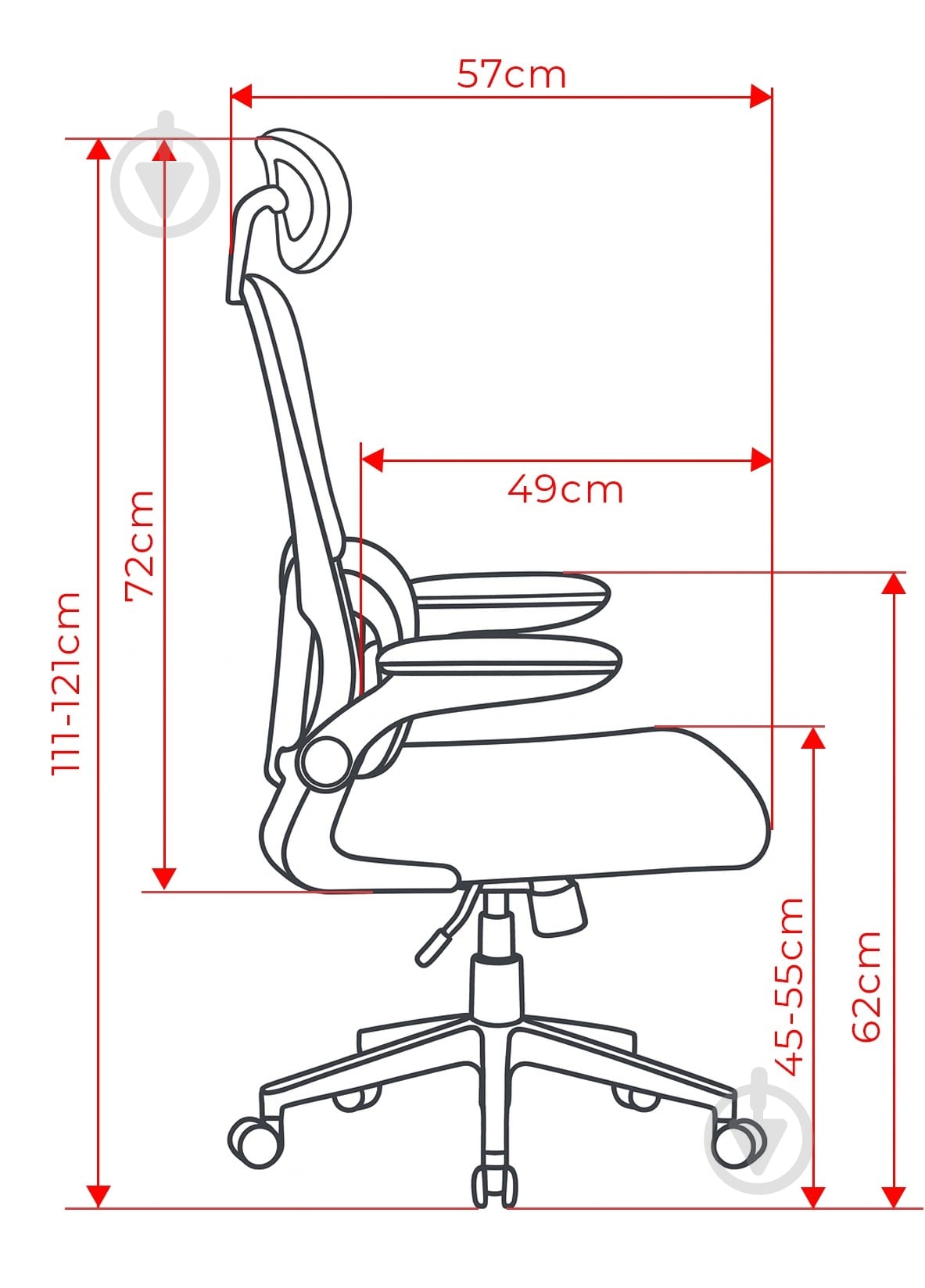Кресло офисное Ergomix TORSO Grey (LY-8018H-BK) серый - фото 7
